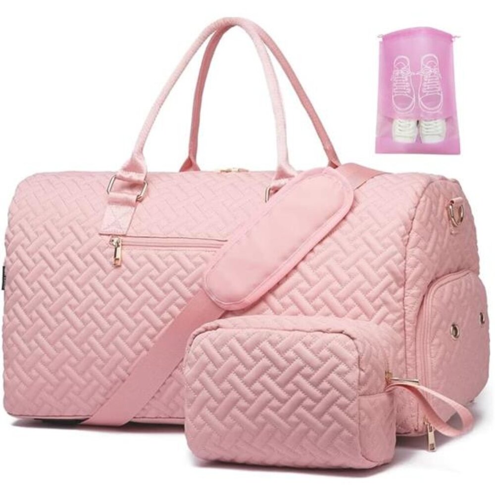 Duffle Bag for Travel, Weekender Bag with Shoe Compartment, Carry On Overnight